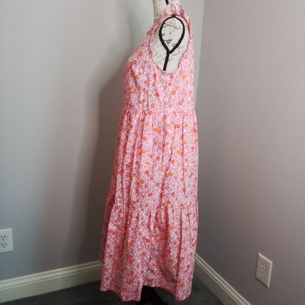 J. Crew Re-Imagined Floral Tiered Ruffle Sleeveless Midi Dress - 8 - Picture 8 of 15